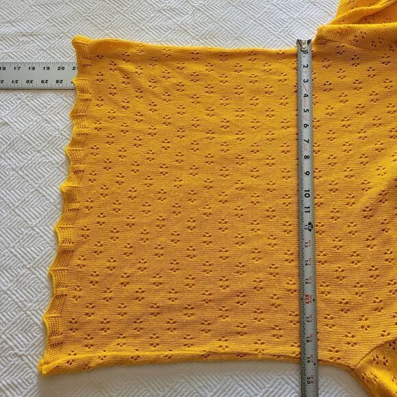 Akao yellow knit cotton blend sweater long sleeved MADE IN FRANCE - Picture 2 of 10